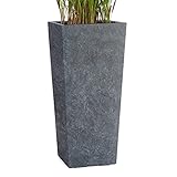 Pflanzwerk® Pflanzkübel Bodenvase Fiberglas Conic Lava ANTHRAZIT 50x23x23cm *Frostbeständige...