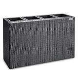 Casaria® Blumenkasten 4 Innentöpfe Polyrattan Herausnehmbar Wasserablauf Outdoor Rechteckig...